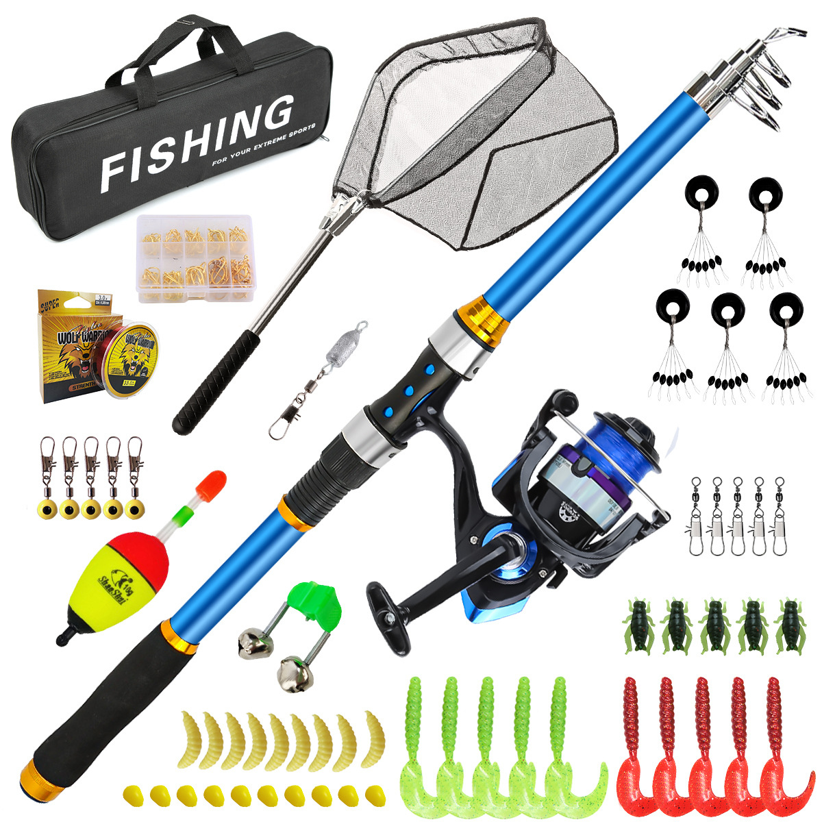 Fishing Line Spooler - Juego de cañas de pescar telescópicas